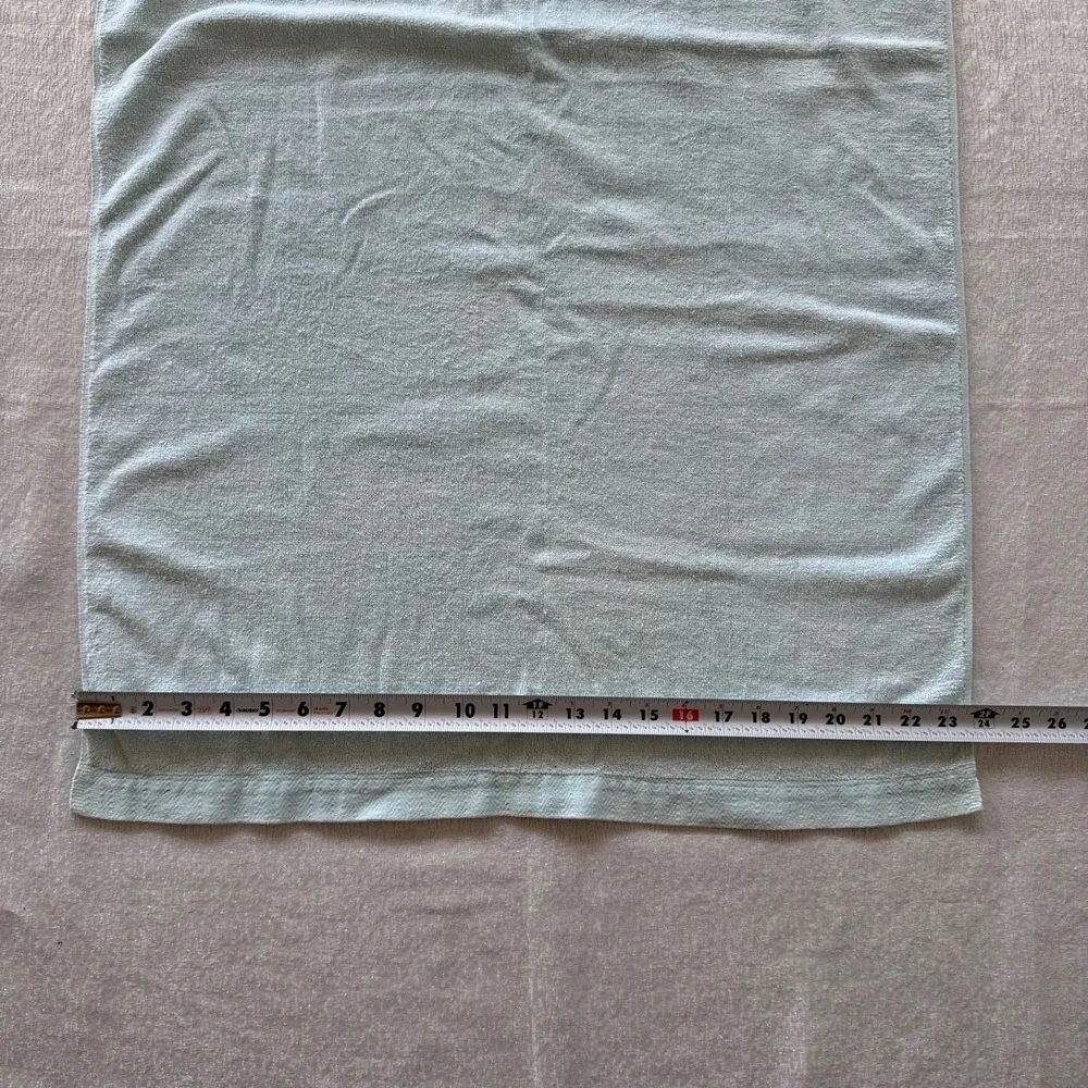 2pc Vintage Blue Bath Towels USA Cotton Stevens Utica Spa‎ Hotel Retro Set
